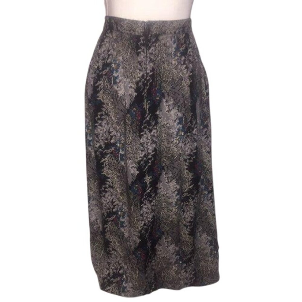 Vintage Code 7 New York Skirt Size 9 Black Gray Blue Red Tan Floral Pockets Used - Picture 12 of 14